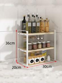 1pc Multi-Layer Storage Rack, Adjustable Height Desktop Storage Shelf, Standing Shelf For Storing Books, Bedroom Study Room Accessories, Home Organization And Storage Supplies - Khaki - View 6