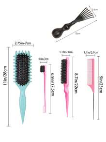 Juego de brochas definidoras de rizos para cabello rizado, Kit de 3 peines para desenredar y peinar con cepillo de contorno, peine de punta y garfio de limpieza de Candybrush
