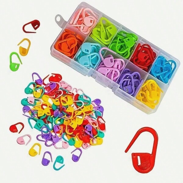 80 Stücke/100 Stücke/150 Stücke/Set gemischte Farben DIY handgemachte Plastik Maschenmarkierer, Strick Zählhilfen, Rutschfeste Clips, zufällige Farbe Maschenschlaufen