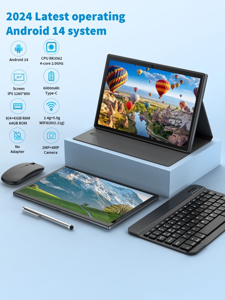Relndoo 2-In-1 Android Tablet PC With Keyboard, 2025 TopS Android