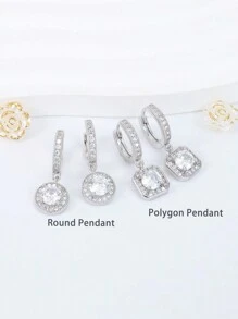 1 Cặp khuyên tai tròn Cubic Zirconia chống dị ứng dành cho nữ, thiết kế cổ điển và tối giản, thích hợp để đeo hàng ngày, quà tặng sinh nhật - Bạc - Xem 3