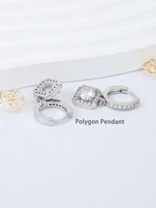 1 Cặp khuyên tai tròn Cubic Zirconia chống dị ứng dành cho nữ, thiết kế cổ điển và tối giản, thích hợp để đeo hàng ngày, quà tặng sinh nhật - Bạc - Xem 9