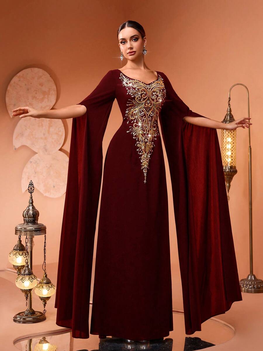 Đầm dạ hội sang trọng, thanh lịch dành cho nữ, đính sequin và ren hoa phối hợp, chất liệu co giãn, xẻ cao, thích hợp cho các buổi tiệc tối trang trọng (Kích thước lớn hơn bình thường, vui lòng kiểm tra bảng kích thước khi đặt hàng) Mùa xuân