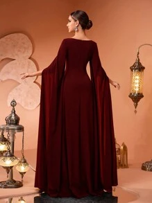 新款奢华优雅女士亮片花卉蕾丝拼接弹力连衣裙，高开衩设计，正式晚宴礼服（尺码偏大，请在订购时查看尺码表）