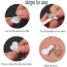  500/1000PCS Price White Jewelry Stickers For Small Business, Jewelry Price Tags Self Adhesive, White Blank Jewelry Price Label Roll For Clothing Ring Necklace Earring Price Identify Rectangle Label, Dumbbell Jewelry Stickers Jewelry Repair Tags, Kraft Paper, Blank Price Indentification Tags - Multicolor - View 9