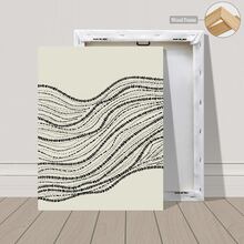 Mid Century Retro Art Dark Brown Wavy Lines Boho Style Minimalist Geometric Abstract Shape Print - Home Room Decor Wall Art With Frame