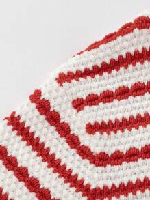 Balabala Young Girl Tween Girls' Long Sleeve Sweet Knit Sweater, Stylish Spring Stripe Casual Sweaters - White Red - View 6