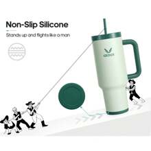 UKEIN 40oz Tumbler With Handle, 2-IN-1 Leak Proof Lid (Straw/Flip), Insulated Water Bottle, Stainless Steel Tumbler With Non-Slip Silicone, Wide Mouth Travel Mug Cupholder Friendly