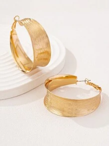 1 par fashionabla överdrivna metalliska texturerade örhängen med stora ringar, lämpliga för vardagsliv och semester