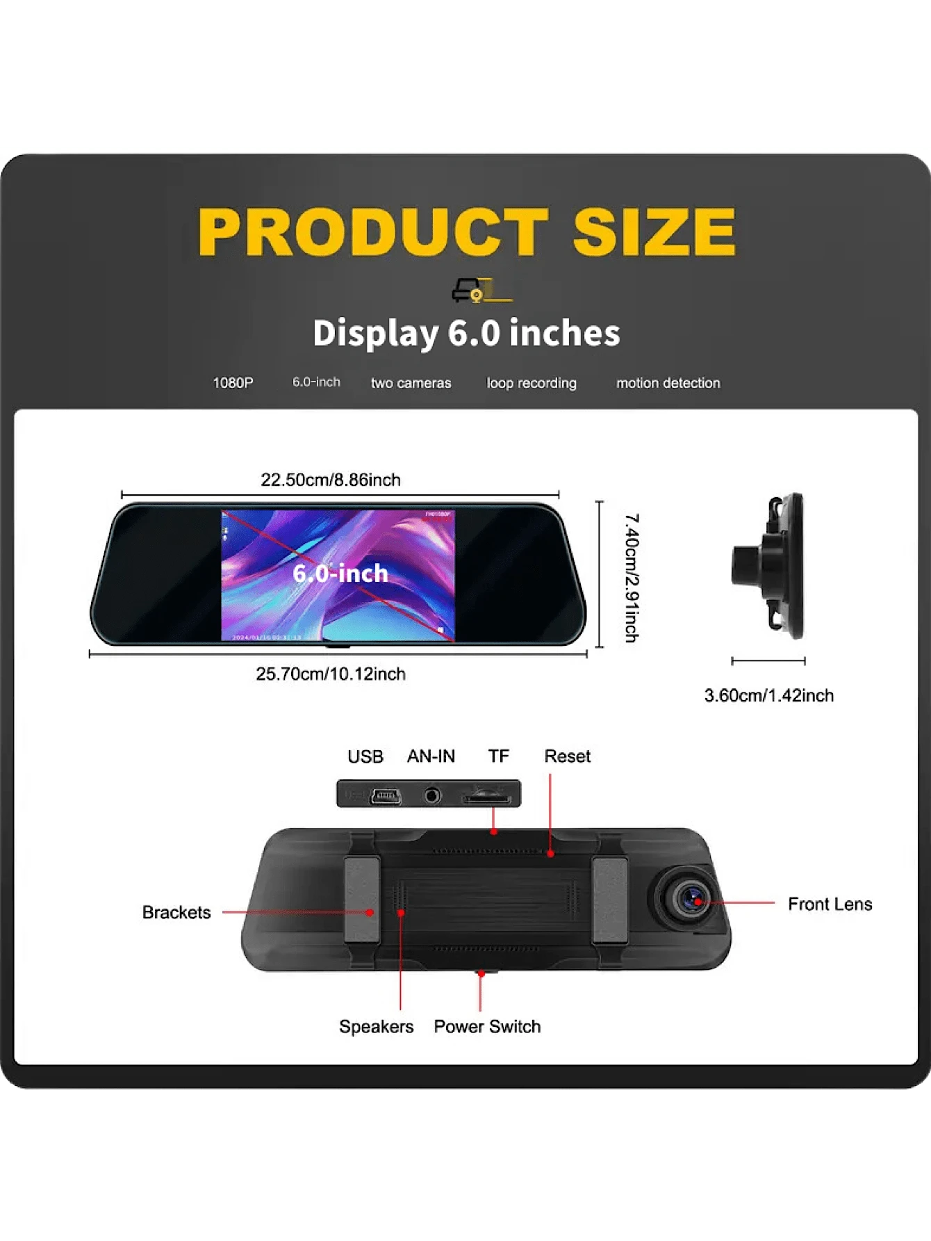 SET Di Telecamere Per Retromarcia Per Auto Con Registrazione Su Scheda SD - 2x Telecamera HD 1x Monitor Ibrido 7 Ahd