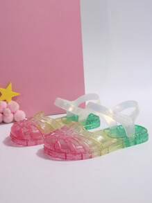 1 双舒适时尚百搭蝴蝶结装饰果冻凉鞋，适合日常穿着 - 綠色 - 查看 1