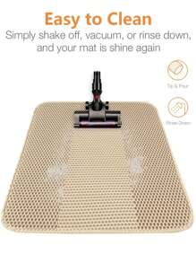 1pc Double Layer Anti-Slip Pet Litter Mat, Waterproof Cat Dog Litter Box Mat With Litter Trapping