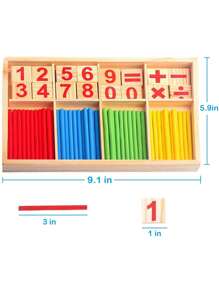 Aide pédagogique pour les mathématiques: Bâtonnets numériques en bois pour aider les enfants à apprendre facilement les mathématiques, cadeau pour Halloween, Noël et le jour de Thanksgiving