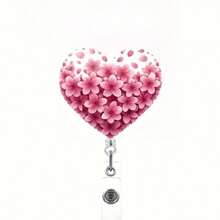 1Pc Valentine's Day Love Glitter Badge Scroll, Medical Nurse Retractable Badge Scroll, Cute Care ID Badge Scroll, Hospital Office Staff Easy To Pull Buckle Valentine's Day Small Gift,School Supplies,Back To School - Multicolor - View 10