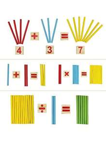Aide pédagogique pour les mathématiques: Bâtonnets numériques en bois pour aider les enfants à apprendre facilement les mathématiques, cadeau pour Halloween, Noël et le jour de Thanksgiving