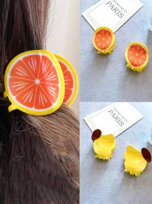 2pcs Cartoon Fruit Hair Clips For Women, Side Clip Hair Accessories With Cute Printed Fruit & Vegetable Design