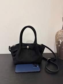 Túi Tote Nhỏ Xếp Ly Thời Trang Cổ Điển Mới 2025, Túi Đeo Chéo Đeo Vai Đi Làm Tối Giản - màu đen - Xem 4