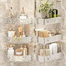 1-Pack Clear Wall-Mounted Shower Shelves - Self-Adhesive Shower Caddy & Corner Floating Shelf For Bathroom Or Kitchen, Over-The-Toilet Storage, Space-Saving Organizer For Shampoo, Cosmetics, And Toiletries