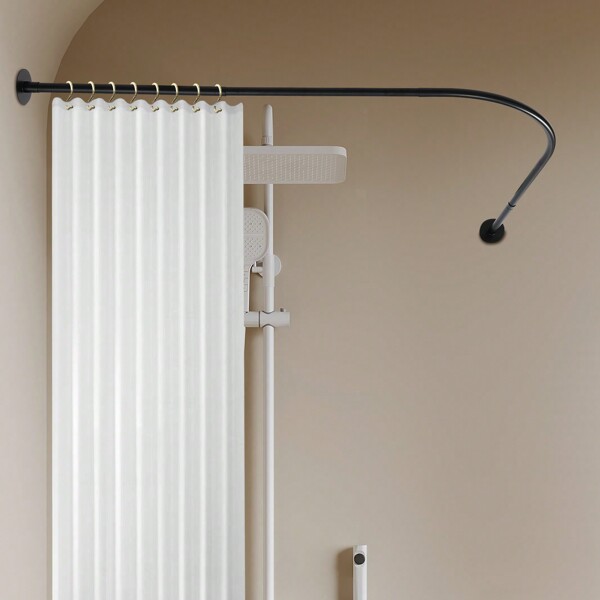Eatssode Barra de cortina de ducha, Barra de cortina de ducha ajustable de 72-95 X 90-130cm, Barra de ducha para decoración del baño, accesorios de baño, de vuelta a la escuela