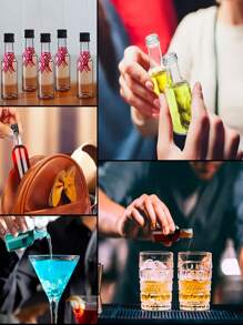 24pcs25 Ml/50 Ml/100 Ml/150 Ml Reusable PET Plastic Empty Wine Bottle Mini Bottles, Equipped With A 5 Cm Small Funnel And Perfect Carton Packaging, To Ensure The Of The Product During Transportation, Equipped With Gold/Black/Silver Three Color Optional Screw Aluminum Caps, Mini Wine Bottle