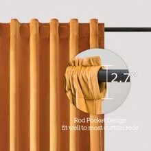 Topfinel 6 Panels Velvet Curtains Blackout Rod Pocket Back Tab Curtains For Living Room Bedroom Thermal Insulated Soundproof Window Drapes Room Darkening Privacy Home Decor Machine Washable - 芥末黃 - 查看 4
