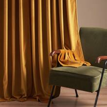 Topfinel 6 Panels Velvet Curtains Blackout Rod Pocket Back Tab Curtains For Living Room Bedroom Thermal Insulated Soundproof Window Drapes Room Darkening Privacy Home Decor Machine Washable - 芥末黃 - 查看 7