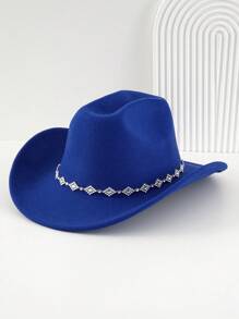 1pc Women's Solid Color Diamond Shaped Sequined Decoration Western Cowboy Hat, Elegant Casual Small Hat Suitable For Daily Use, Travel, Parties And Jazz Boho Cowboy Hat Cowgirl Hat Halloween
