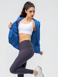 1 件女式防水轻质快干夹克，户外休闲风衣，适合跑步、骑自行车等春夏季活动 - 寶藍色 - 查看 4