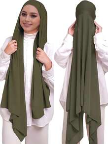 1pc Women Abaya Accessories Easy Wear Modal Lined Instant Hijab Caps, Solid Color Chiffon For Dress - Multicolor - View 13