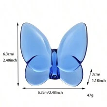 رمضان زينة رمضان قطعة واحدة تمثال فراشة زجاجية ، تمثال فراشة طائرة ، زخرفة فراشة زجاجية ، تحفة حيوان كريستالية لديكور المنزل، هدية مميزة