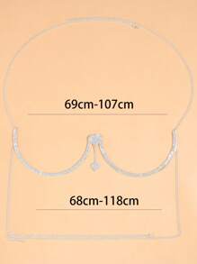 STONEFANS 1pc New Arrival European & American Fashion Chest Ornament, Women's Double Heart Crystal Pendant Chest Chain Sexy Body Jewelry - Silver - View 3