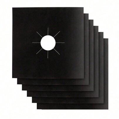 Gas Stove Burner Liners, 6/1 Pack Non-Stick Reusable Gas Range Protectors Stove Top Covers For Gas Burners Heat-Resistant Dishwasher Friendly 10.6"X10.6"