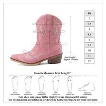 Casual Party Cowgirl Boots – Women's Mid-Calf Western Boots With Embroidered Details, Rhinestones, A Square Toe, And A Chunky Low Heel. Designed For Comfort And Ease With A Pull-On Style, These Boots Are Ideal For Adding Style To Any Casual Or Party Outfit. - 粉色 - 查看 7