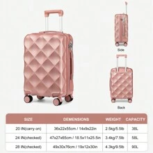 SOMAGO 4 In 1 Luggage Sets Hardside ABS Spinner Suitcase With 2 Travel Bags TSA Lock YKK Zipper 20"+24"+28" Suitcase Sets With 8 Silent Swivel Wheels, Diamond Pattern Surface - 玫瑰金 - 查看 8