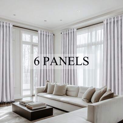 Topfinel 6 Panels Velvet Curtains Blackout Rod Pocket Back Tab Curtains For Living Room Bedroom Thermal Insulated Soundproof Window Drapes Room Darkening Privacy Home Decor Machine Washable