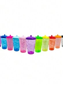 15 Twister Cups 400ML Colored Lid And Transparent Straw - 粉紅色bb炫彩杯 - 查看 2