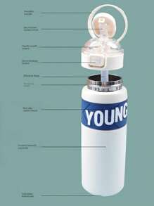 高品质学生保温水瓶，带吸管，男女通用，耐热，简约清新日式风格，适合女性返校 - 彩色 - 查看 9