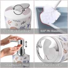 浴室配件套装 9 件套海洋图案浴室套装（带垃圾桶）浴室配件套装海洋浴室配件套装家居浴室装饰夏季返校季 - 彩色 - 查看 5