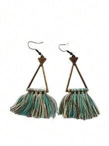 Klaudinni Earrings In Green With Rustic Ruffles - Dark Green - View 1