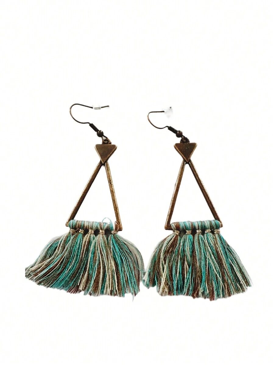 Klaudinni Earrings In Green With Rustic Ruffles - Dark Green - View 1