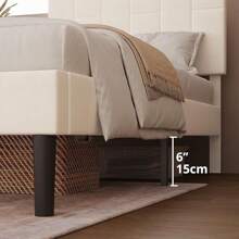 Twin XL Bed Frame With Headboard, Modern Upholstered Platform Bed With Headboard And Wood Slat Support, No Box Spring Required, Grey/Beige - Beige - View 5
