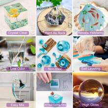 1000/500/200/100ml Crystal Clear Epoxy Resin Kit, 1:1 AB Epoxy Resin Glue,Self-Leveling & Bubble-Free, UV-Resistant For DIY Projects, Coating, Jewelry Casting, Art, River Table,Beginner's Choice - Multicolor - View 7