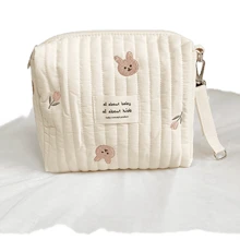 1pc Beige Milk Bottle Bag, Portable & Hanging Baby Stroller Diaper Bag, Rabbit & Tulip Design, Suitable For Daily Convenient Travel - Beige - View 7