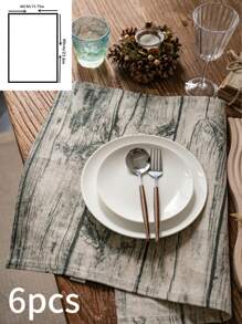 复古美式乡村风格棕色条纹餐桌垫，适合节日聚会、生日派对、四季皆宜 - D - 查看 10