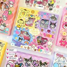 Sanrio 1pc Hello Kitty Sanrio Non-Repeating 100-Piece Sticker Set Cinnamoroll Kuromi Waterproof Stationery Sticker Gift Box Birthday Gift
