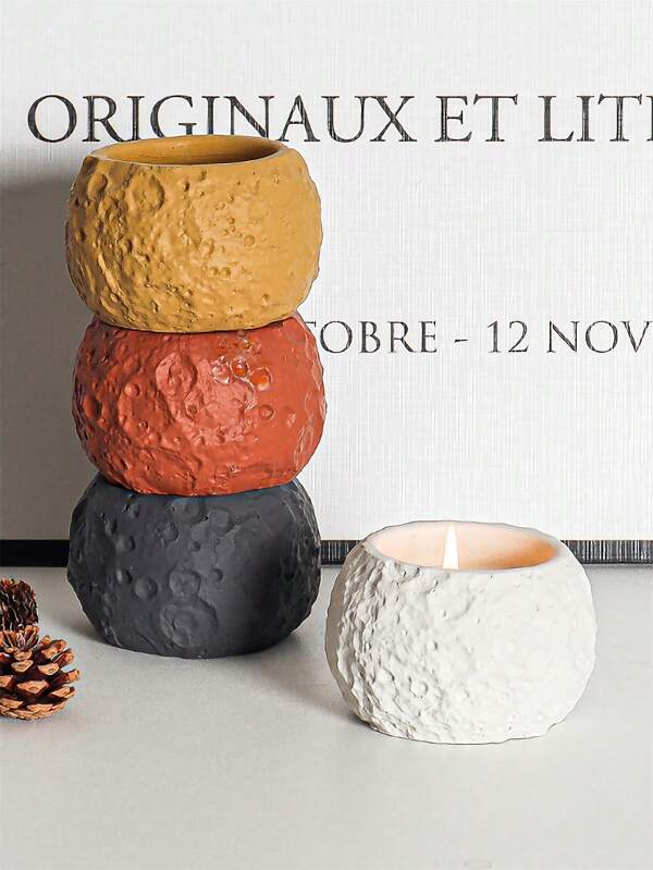 Molde de Silicone em Formato Circular de Jarro de Textura de Pedra Espacial, Caixa de Armazenamento, DIY Artesanal, Porta-Velas Aromáticas de Cera de Soja Minimalista Nórdica, Vaso de Flores Suculentas de Argila de Gesso, Decoração para o Lar