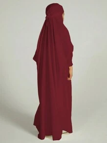 Muslim Tween Girl Girls Abaya Solid Long Kaftan Abaya Enfant Robe Dress Tween Girl Clothes For Gift(Non-Removable Turban)