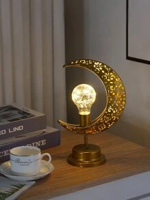 1 pièce La nouvelle lampe boule en fer forgé et LED à lune creuse. Lampe décorative d'ambiance avec fil de cuivre LED (batterie incluse). Lampe de table de fête, modélisation d'ambiance. Cadeau pour amis et famille, convient à tous. Idéal pour la décoration de Noël, Thanksgiving, Saint-Valentin. Article raffiné.