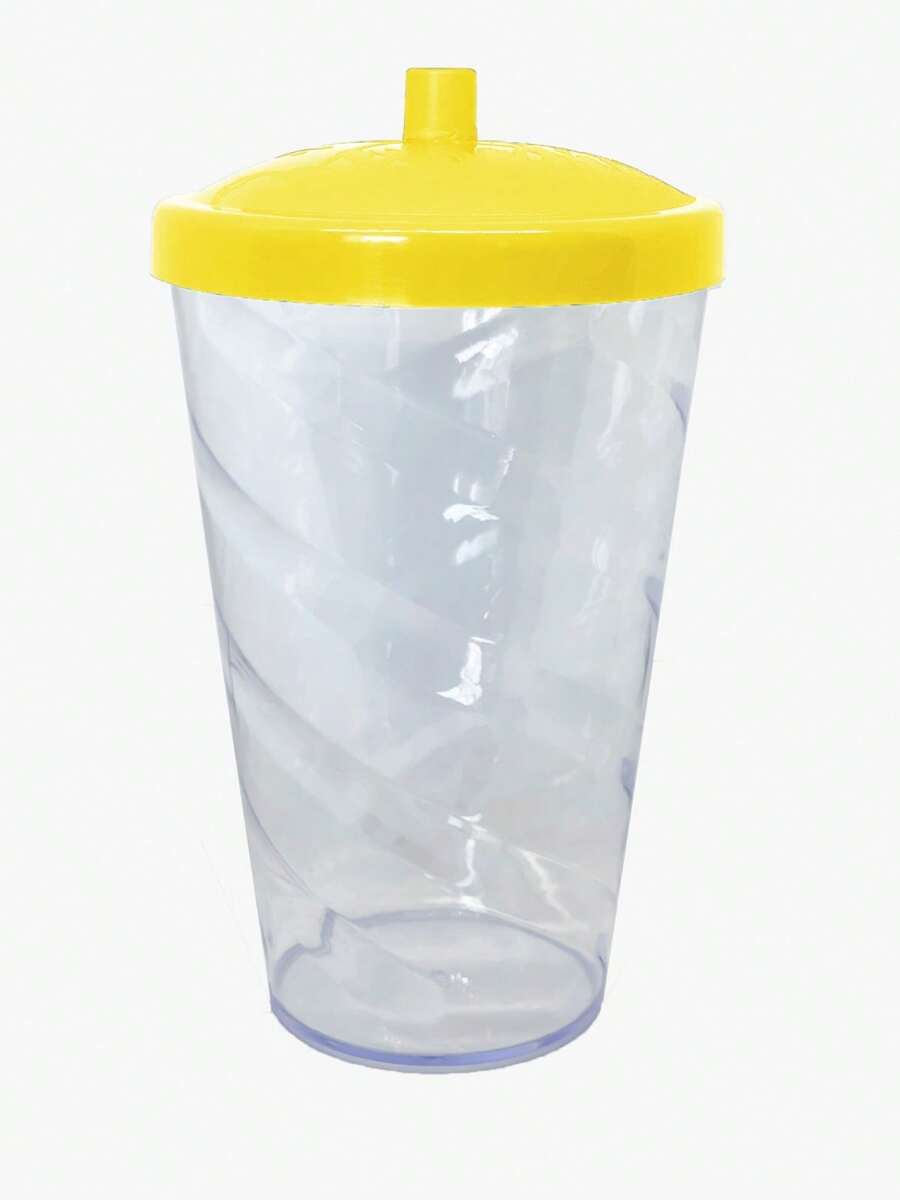 15 Twister Cups 400ML Colored Lid And Transparent Straw - 黃色水晶杯 - 查看 1