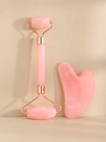 1/2pcs/Set Face Beauty Gua Sha Massage Tools Set, Non-Crystal ABS Resin Material Pink Roller Massage Body Scraper Tool Set, Body Meridian Unblocking Facial Beauty Tools, Suitable For Women, Students, Mothers, Sisters, Holiday Gifts